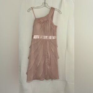 Adrianna Papell one shoulder cocktail dress. Color blush